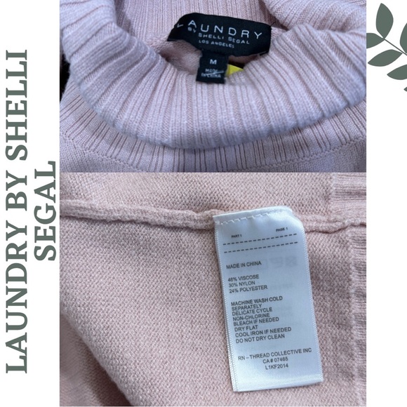 🛍️3/$40 Laundry Shelli Segal Light Pink Turtleneck Sweater Rib Pullover Medium - Picture 8 of 8